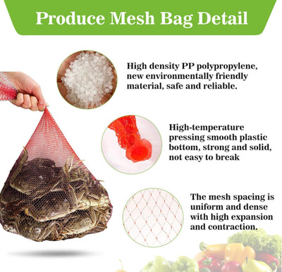 90PCS Mesh Produce Bags 24in Reusable Net Sack Vegetables Fruits Seafood Storage