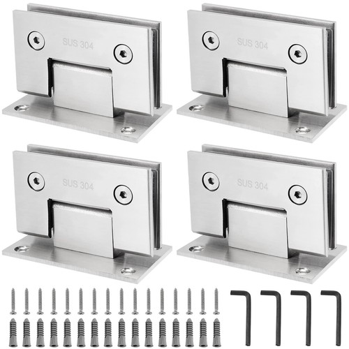 4 Pack Glass Door Hinge, 90 Degree Stainless Steel Glass Door Cupboard Showca...