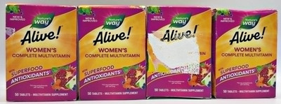 4PK Nature's Way Alive! Women's Complete Multivitamin ~ 50 Tablets EA ~ EXP 1/27