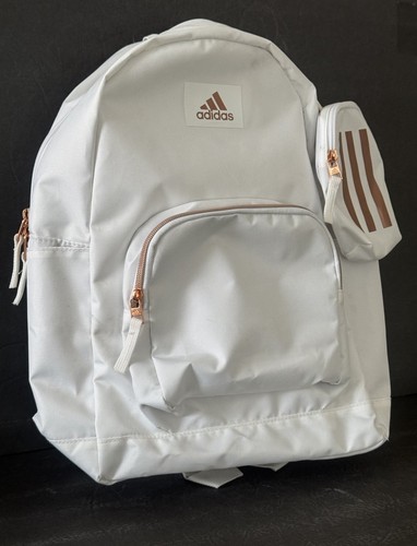 adidas Everyday Backpack NEW with Zip Pouch White Rose Gold Adjustable Straps - Imagen 17 de 22