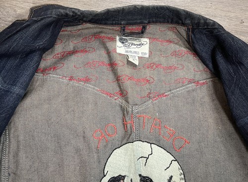 Giacca Ed Hardy By Christian Audigier Denim Dept con bottoni Morte della Gloria taglia XL - Foto 7 di 13