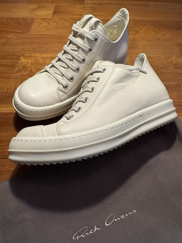 RICK OWENS Women’s Leather Low-Top Sneakers White Size UK 4,5 (EU 37) - Picture 11 of 24