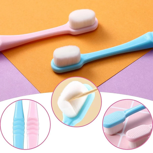 4 Piezas Cepillos de Dientes Extra Suaves Micro Nano Cepillo de Dientes Manual para Azul, Rosa - Imagen 2 de 3