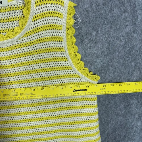 Suéter Boden Mujer Pequeño Amarillo Blanco Crochet Tejido Rayas Sin Mangas Vieira - Imagen 3 de 8