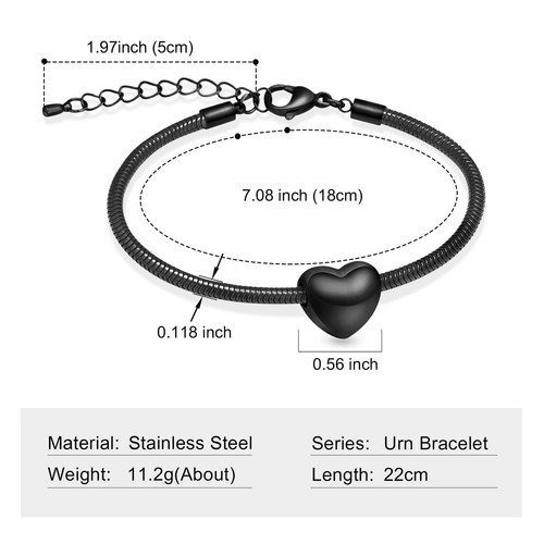 Herz Urne Armband für Asche für Damen Mädchen Edelstahl Einäscherung Urne Klammer - Bild 2 von 7