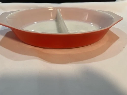 Vintage Pyrex 1 Quart Divided Casserole Dish - Red Friendship - No Lid