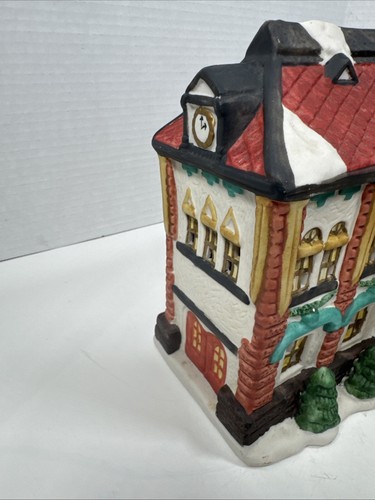 Hand Painted Ceramic Christmas Village School House "White Christmas" - Picture 5 of 8