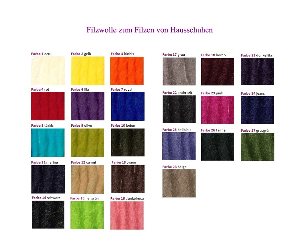 G-B WARENHANDEL Filzwolle Filz it uni 100 % Schurwolle Hausschuhe Schafswolle Wollfiz Wollfilz
