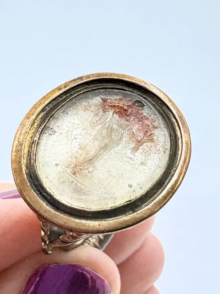 Antiguo Reloj Llavero Georgiano Tallado Ágata Intaglio de la Diosa Pax Cornucopia Foto 2 de 4