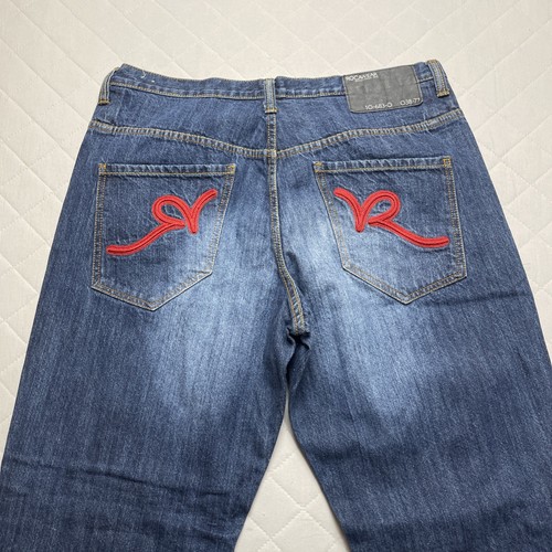 RocaWear Jeans Uomo 38 X 33 Regular Fit Lavaggio Medio Gamba Dritta Tasca Logo - Foto 13 di 13