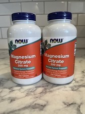 2X NOW Foods Magnesium Citrate 200 mg 250 Tabs Exp 5/2029