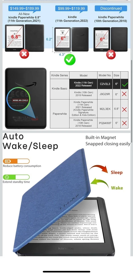 Funda Cobalto para All 6in E Reader 2024 y 2022 Kindle Fire HD Foto 2 de 4