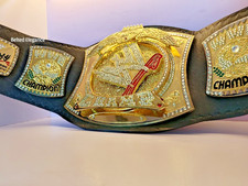 WWE Spinner Sports Championship Replica Adult New Black Embossed Leather Belt BE