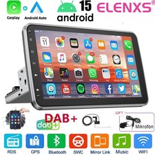 DAB+ 32GB Android15 Carplay Autoradio GPS Navi RDS 1 DIN 360° Drehbar Bildschirm