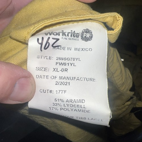 Workrite Wildland Fire Fighter Jacket XL XLarge OR Yellow Aramid Nomex 2021 - Picture 2 of 6