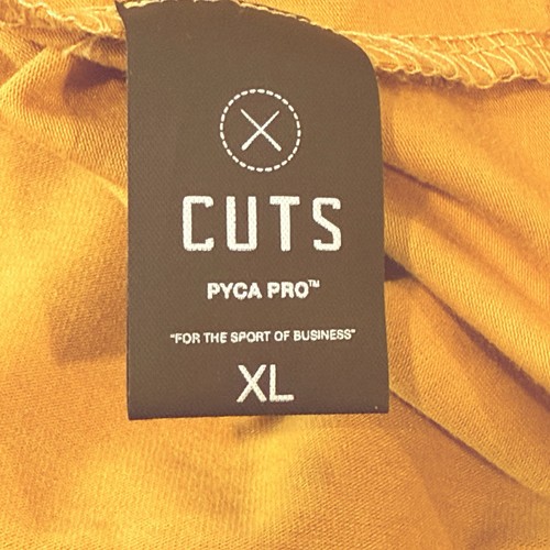 Cuts Clothing  T-Shirt Men's XL Mustard Yellow Elongated Hem Fit 4-Way Stretch - Picture 13 of 14