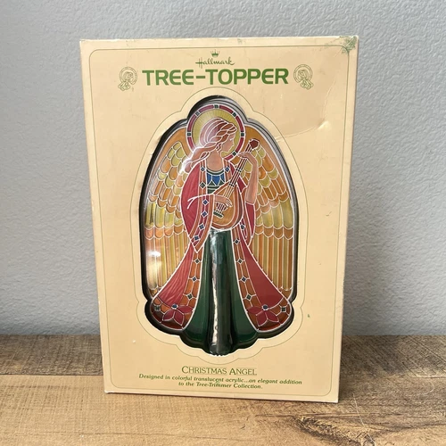 Vintage Hallmark Tree Topper Christmas Angel Stained Glass 1979 Tree Trimmer