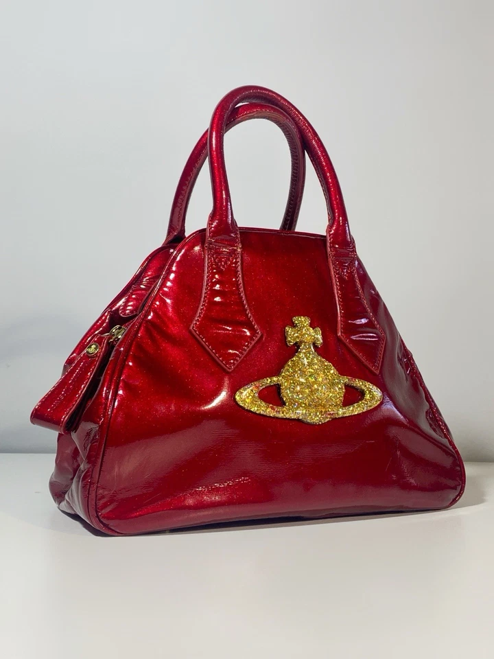 Vivienne Westwood Jasmine Hot Red Color Patent Leather Women’s Handbag - Image 3 of 4