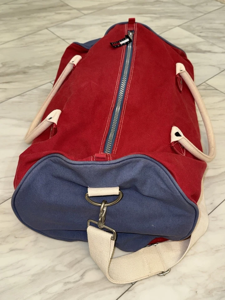 Vintage 90s Tommy Hilfiger Duffle Star Logo Gym Sport Bag Red Blue 21x12x10 - Image 4 of 4