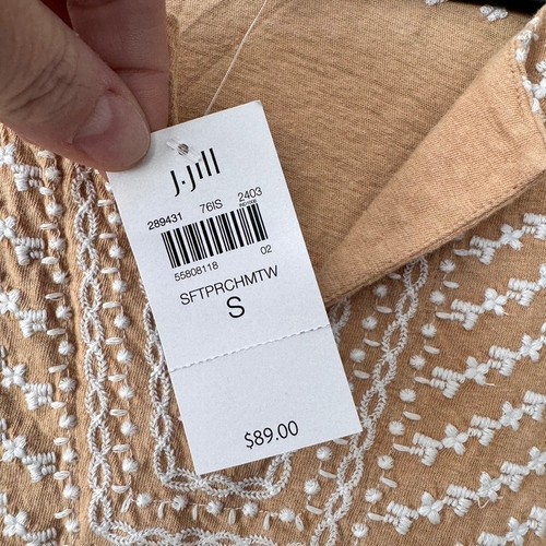 NWT J.Jill Pure Jill Elements Embroidered Tunic Top Small Soft Peach MTW NWT - Picture 5 of 7