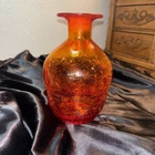 BLENKO PINCHED Decanter – Tangerine Crackle Glass – No Stopper