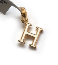 DAVID YURMAN New "H" Initial Charm Enhancer Pendant 18K Yellow Gold White Enamel