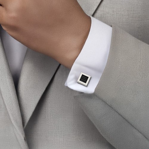 Titanium Black Wire Cufflinks Set for Men - Picture 3 of 8