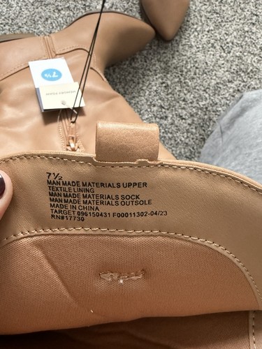 Bota de Vaquero Western Para Mujer Tostada Talla 7.5 Bota de Montar Tacón Punta Nueva con Etiquetas - Imagen 7 de 7