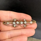 Vintage Edwardian Paste Rhinestone Brooch Gold Tone