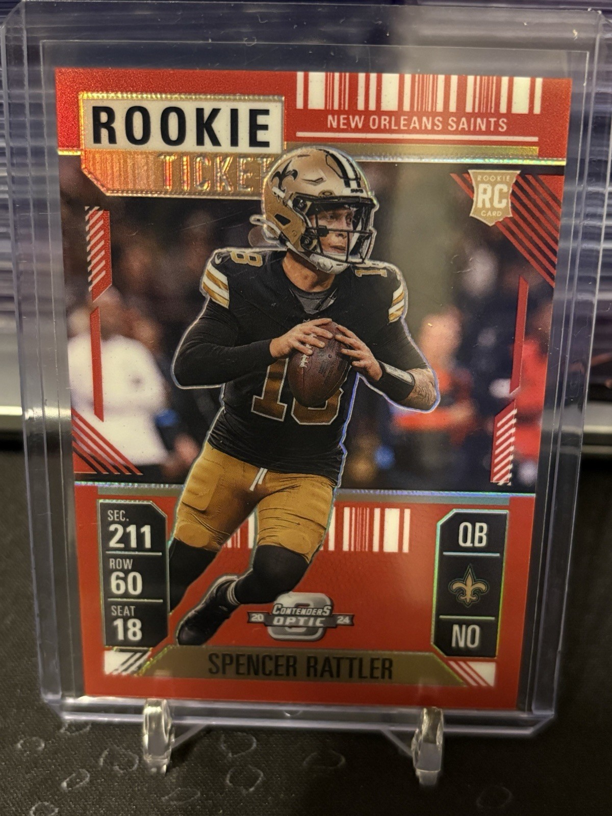 2024 Panini Contenders Optic Spencer Rattler Rookie Ticket Red Prizm /199 RC #95