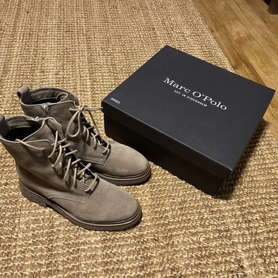 Schnürstiefel Stiefeletten Boots Marc O Polo 39 Leder Beige Taupe Neu Wildleder