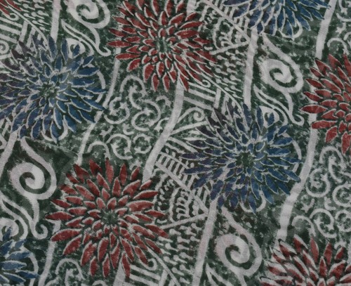 Sushila Vintage Multi-Color Saree 100% Pure Georgette Silk Printed Craft Fabric - Bild 5 von 9