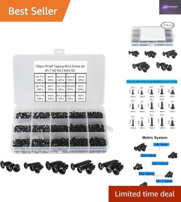 Vielseitiges schwarzes Schraubenset mit 750 Mini Schrauben - perfekt für jede Reparatur