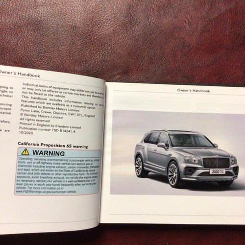 2021 BENTLEY BENTAYGA OWNERS MANUAL BOOKS REF GUIDE CASE ALL MODELS - Picture 4 of 7