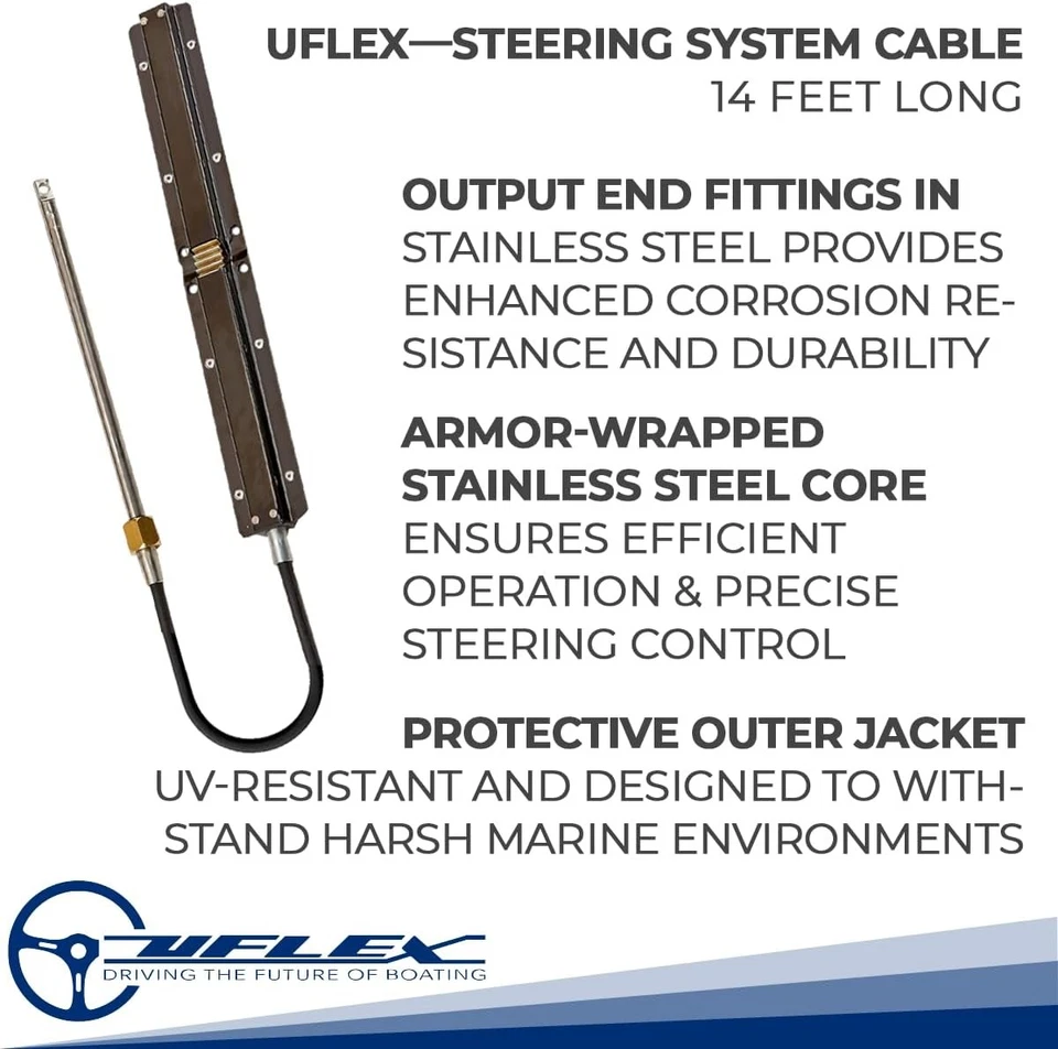 Uflex M86X14 Rack Replacement Steering Cable Assembly, 14' - Image 2 of 4
