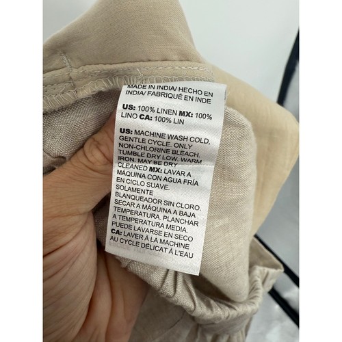 Chico’s 100% Linen Crop Pants Size 0.5 (6) Natural Beige Button Hem Coastal Chic - Picture 5 of 10