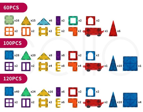 Bopeep Kids Magnetic Tiles Blocks Building Educational Toys Children Gift Play - Picture 2 of 32