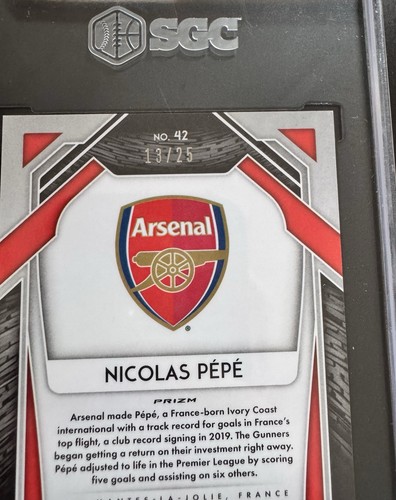 2020-21 Panini Prizm Premier League Nicolas Pepe #42 Orange Prizm /25 - Picture 3 of 3