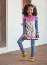 Matilda Jane BY DESIGN Leggings 12 Girls Blue Pink Polka Dot Make Believe NWT