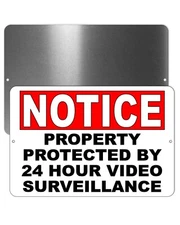 Warning Property Protected By 24 Hour Video Surveillance Sign / Decal  Security