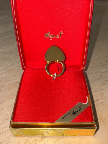 Vintage Monet Schlüsselanhänger goldfarben Herzform - gravierbar mit Geschenkbox NEU - Bild 4 von 6