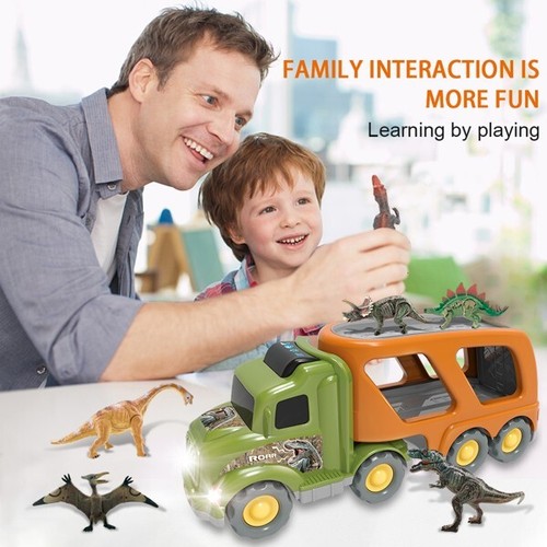 Car Truck Toy for 3 4 5 6 Years Old Boys and Girls, Dinosaur Transport Truck Inc - Picture 6 of 11