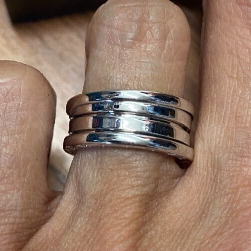 BVLGARI B-zero1 Ring 3-reihig K18 Weißgold Gr. 6 1/2 mit Box, Umkarton - Bild 7 von 15