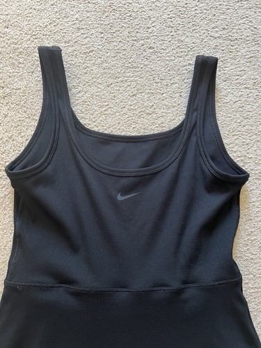 Women Nike One Dri Fit Scoop Neck Sleeveless Dress Built In Shorts Black Medium - Picture 14 of 16