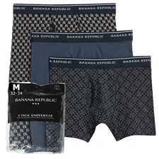 Banana Republic Boxer Briefs Men's Medium 3 Pair Logo Solid Diamonds Boxer Brief