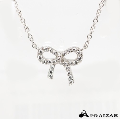 Tiffany & Co. Tiffany Bow 750 K18WG White Gold Diamond Ribbon Necklace w/Case  - Picture 3 of 9