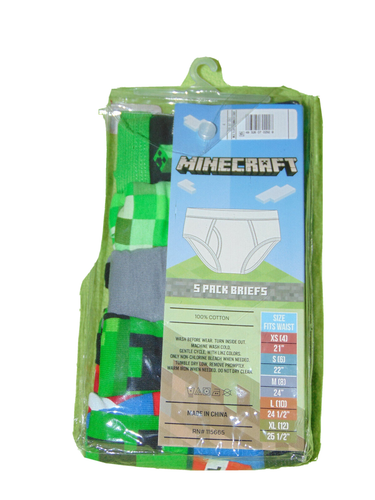 Minecraft Boys Cotton Briefs Underwear Youth Size 4 Assorted 5pk - Picture 2 of 2