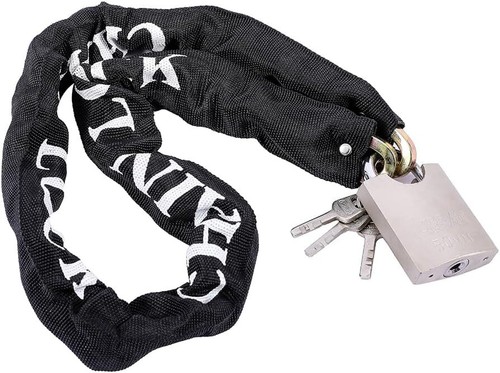 HEAVY DUTY STRONG MOTORCYCLE MOTORBIKE BIKE SECURITY 1.1m CHAIN & PADLOCK LOCK - Picture 3 of 7