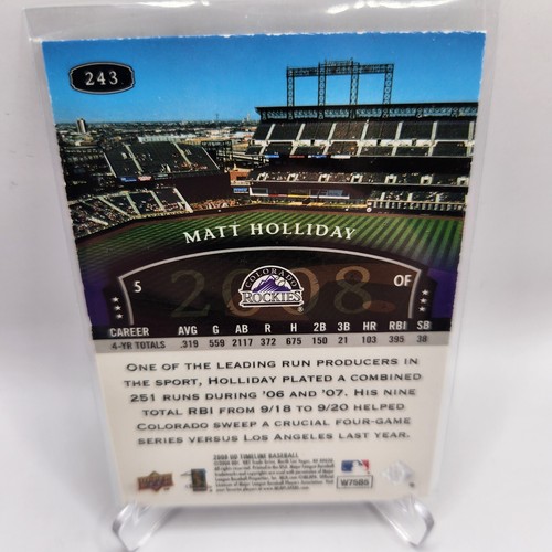 Rare Matt Holliday Card Rare Matt Holiday Numbered Card /180 2008 Upper Deck 243 - Picture 2 of 2