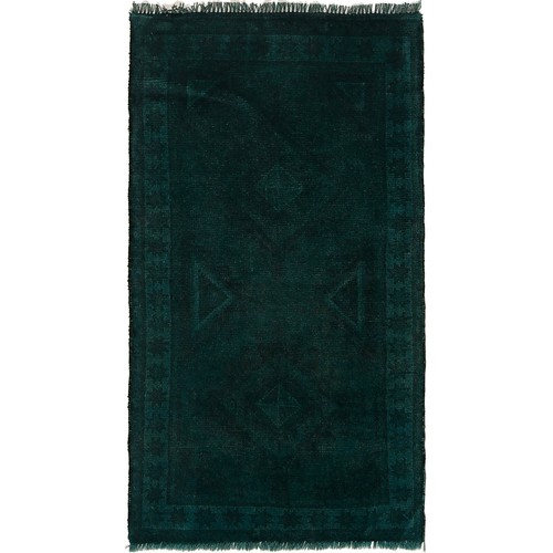Alfombra antigua verde descolorida teñida tribal oriental hecha a mano de colección 2'2x4'0 R24130 - Imagen 1 de 8